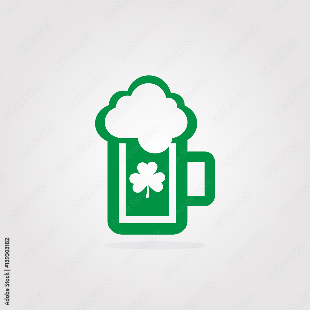 St patricks day with beer and shamrock icon vector illustration.