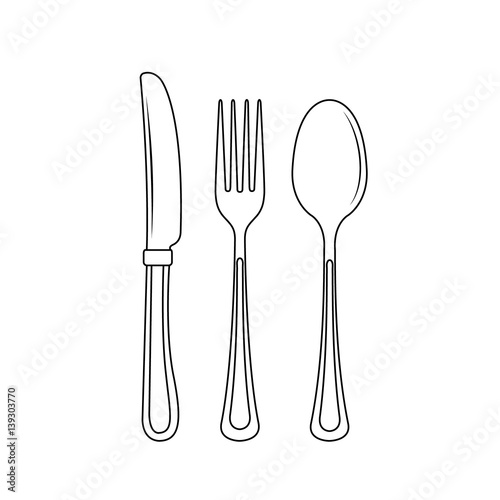 Cutlery on a transparent background. Fork knife and spoon silhouettes. Vector