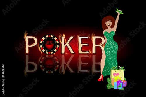 poker victory woman in a green dress