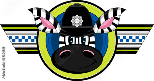 Cute Cartoon Zebra Policeman