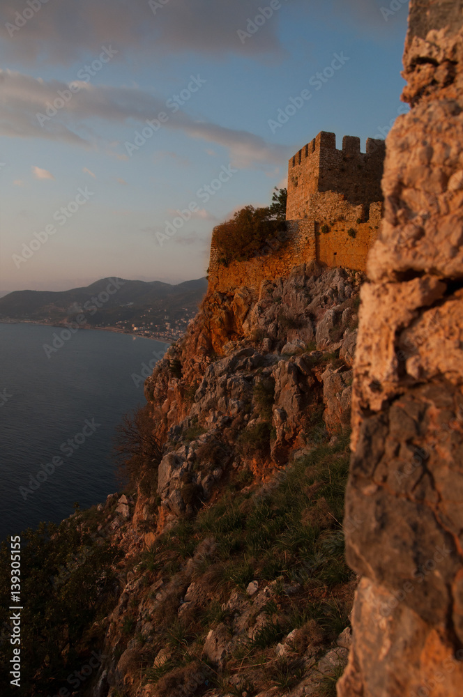 fortress in Alanya at sunset time