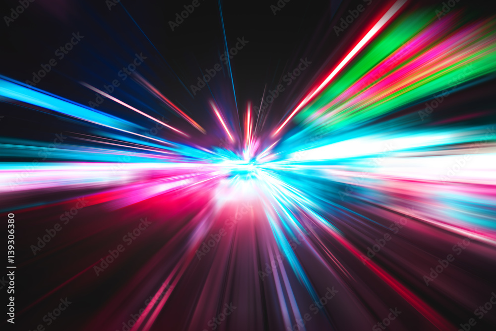 Obraz premium City street light radial blur background