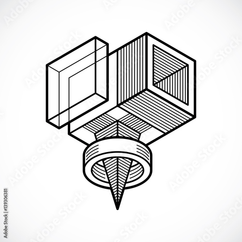 Engineering three-dimensional construction, abstract vector trigonometric shape.