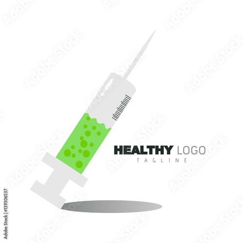 Syringe Healty Logo Vector
