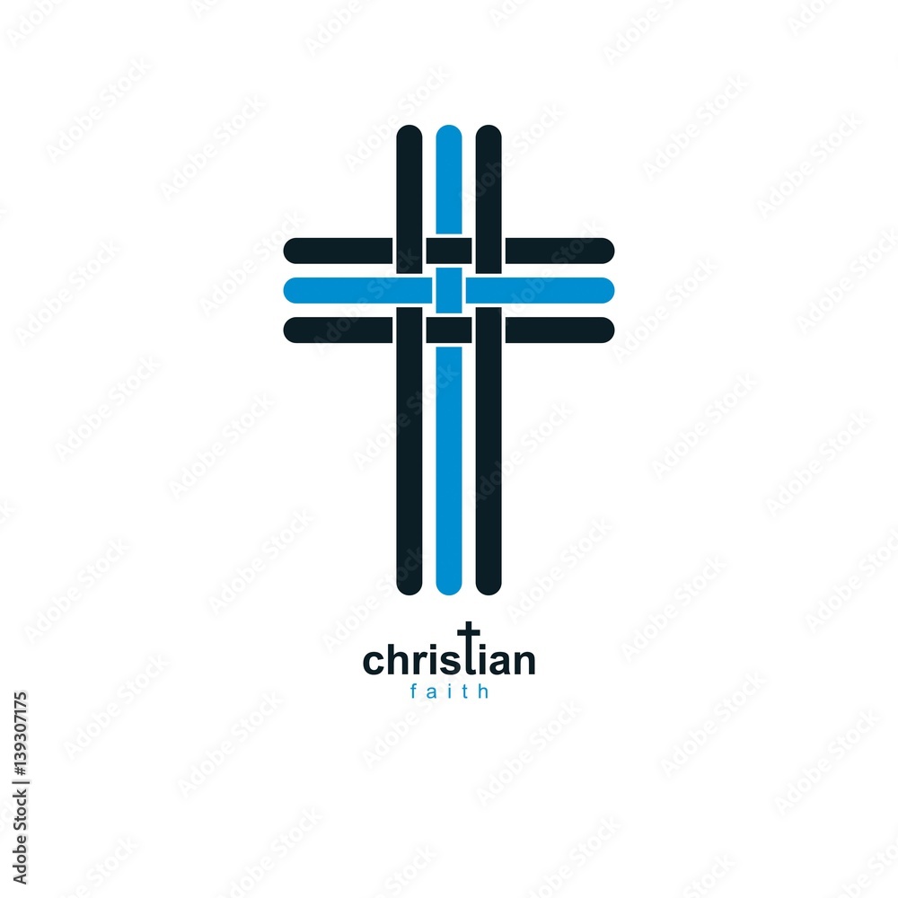 Fototapeta premium Christian Cross true belief vector religion symbol, Christianity Jesus icon.