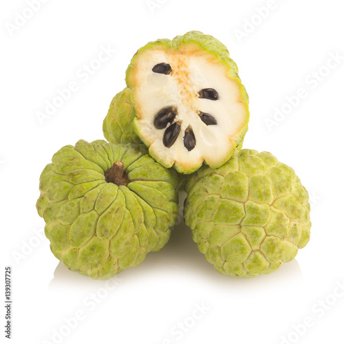 Sugar Apple (custard apple, Annona, sweetsop) on white background