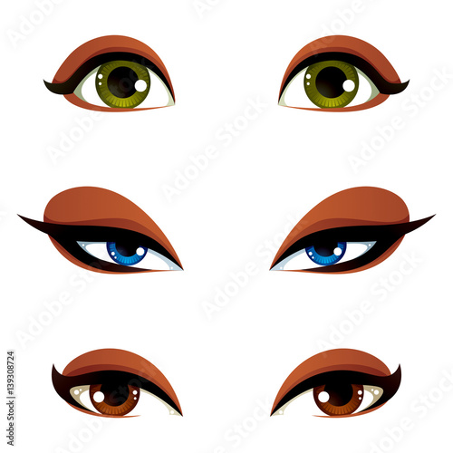 Vector female eyes in diffe...