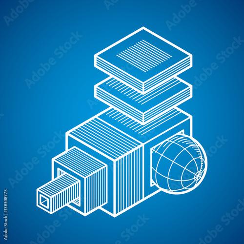 Abstract three-dimensional shape  vector design cube element.