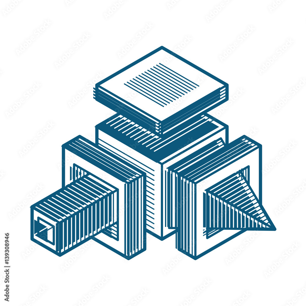 Abstract vector isometric dimensional shape made using geometric figures. Abstract vector isometric dimensional shape made using geometric figures.