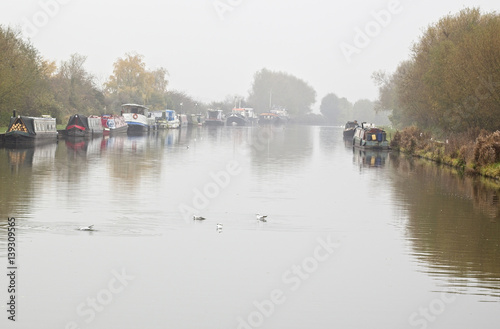 An Autumnal morning on the Gloucester and Sharpness Canal from Patch Bridge, Gloucestershire, England, UK. © tonymills