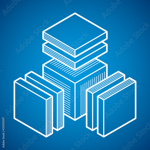 Engineering three-dimensional construction, abstract vector trigonometric shape.