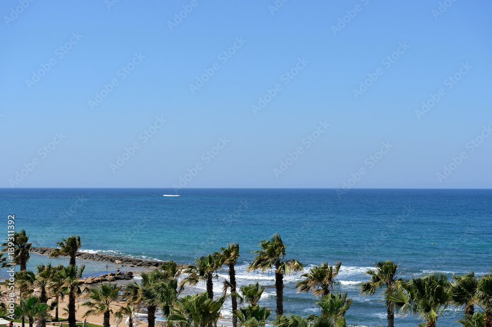 Mediterranean coast in the morning, Cyprus, Paphos