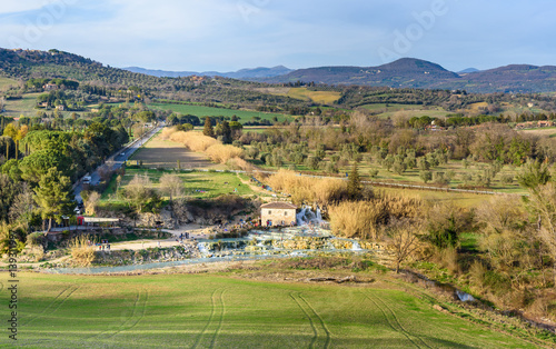 Saturnia, tuscany, italy -february 26, 2017 - scenic view of Saturnia hot springs