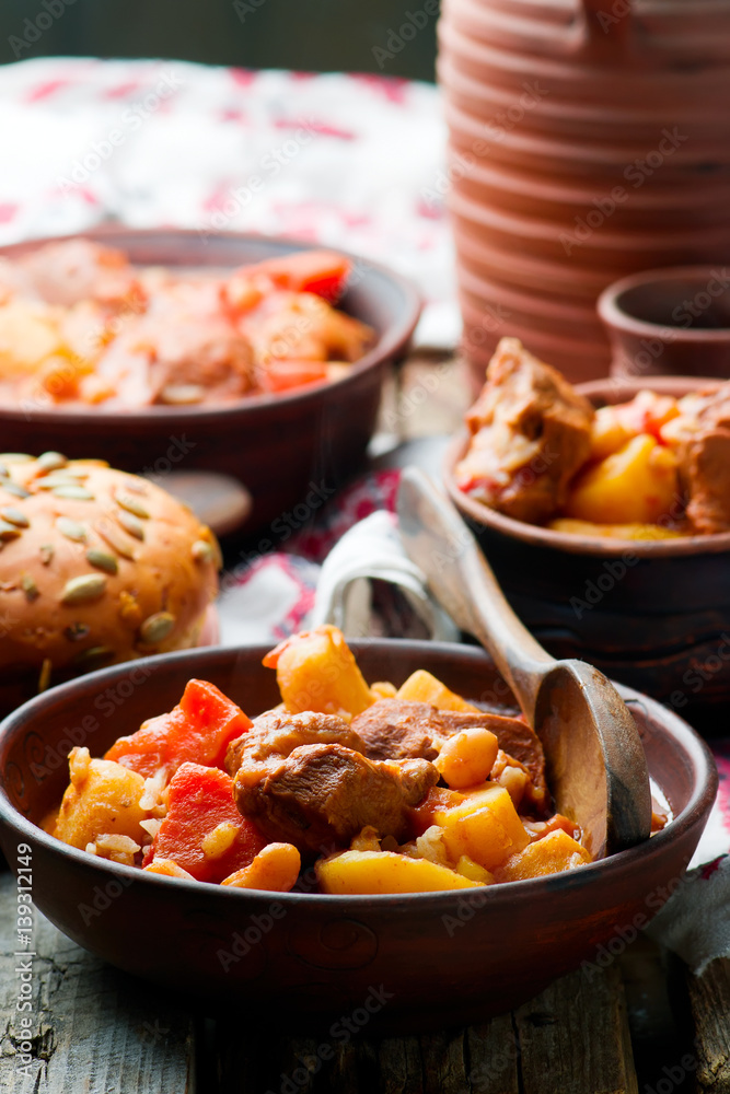 Hungarian Cholent Slow Cooker Beef-Stew.rustic style. Hungarian Cholent Slow Cooker Beef-Stew.rustic style.