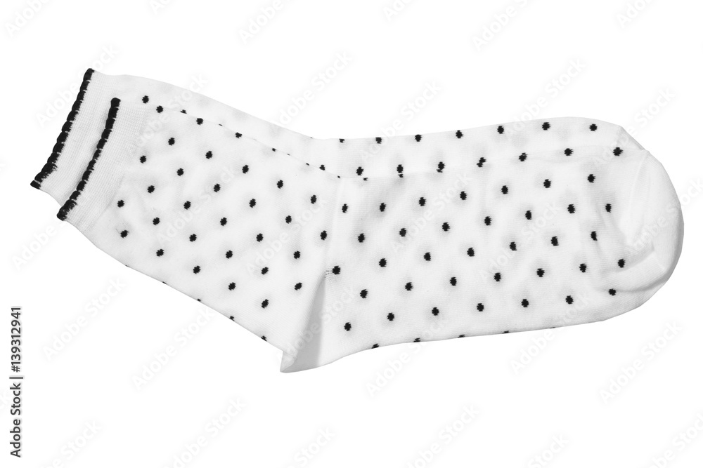 Pair of mottled white socks, isolated on white background. Close up, high resolution Pair of mottled white socks, isolated on white background. Close up, high resolution