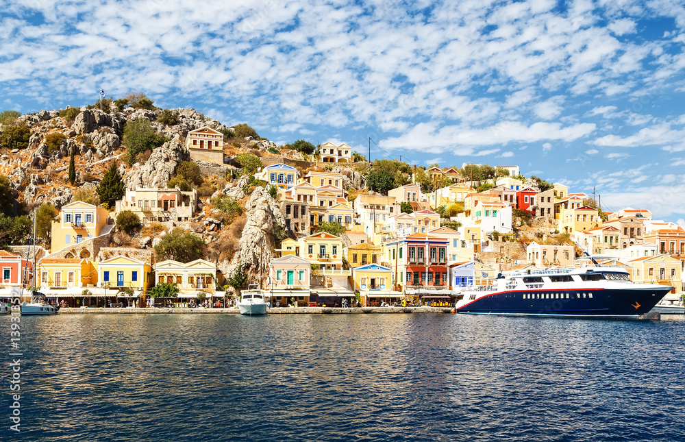 largest ship in port of Symi. pictorial Greece series- Symi island, Dodecanes