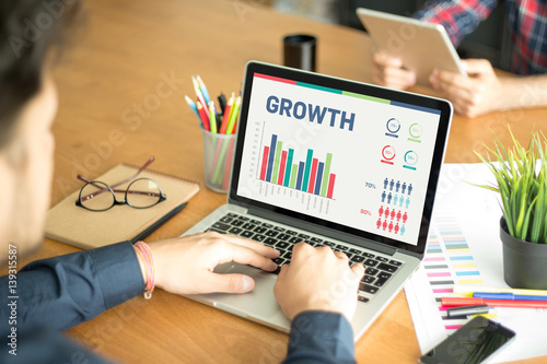 Business Charts and Graphs Concept with GROWTH word