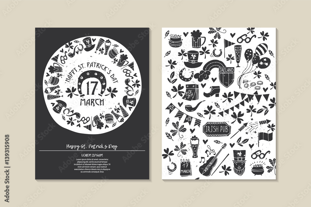 St.Patrick 's Day. Greeting and invitation cards. St.Patrick 's Day. Greeting and invitation cards.