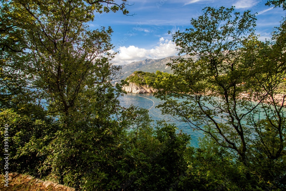     views of the Royal beach near Sveti Stefan in Montenegro 