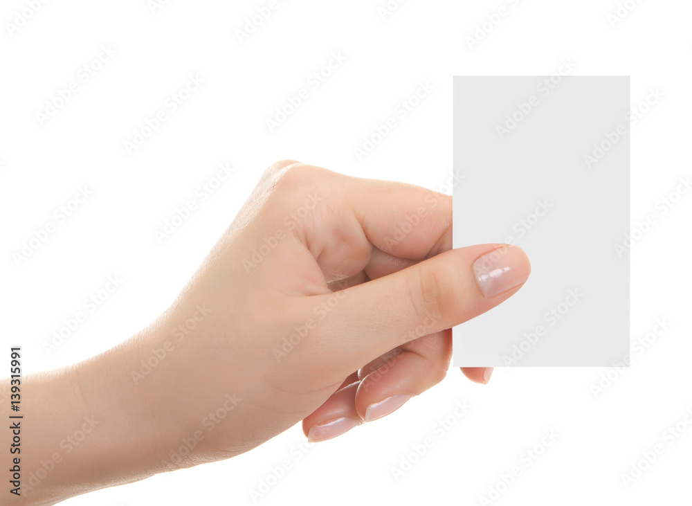hand holding blank business card with clipping paths hand holding blank business card with clipping paths