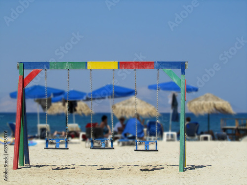 Swing set at Mastichari Bay at Kos, a greek island