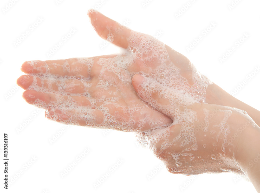 Washing hands with soap and water in bathroom. Hygiene. Cleaning Hands. Washing hands. Washing hands with soap and water in bathroom. Hygiene. Cleaning Hands. Washing hands.