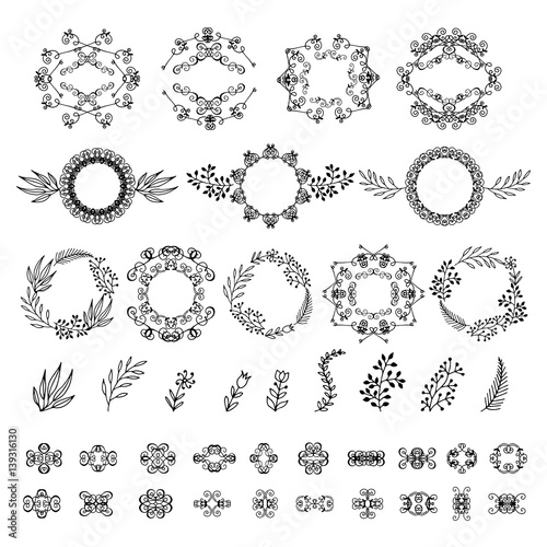 A large set of circular design elements.