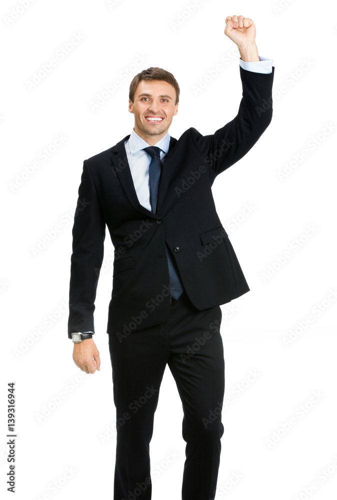 gesturing young businessman, isolated