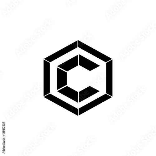 initial letter C black color logo vector