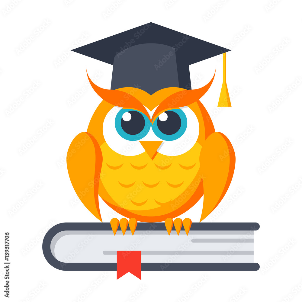 Education concept with owl in graduation cap