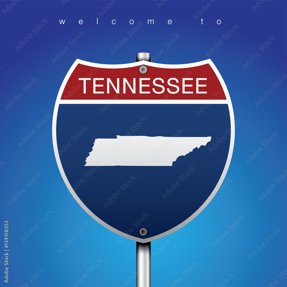 Sign Road America Style with TENNESSEE State Sign Road America Style with TENNESSEE State
