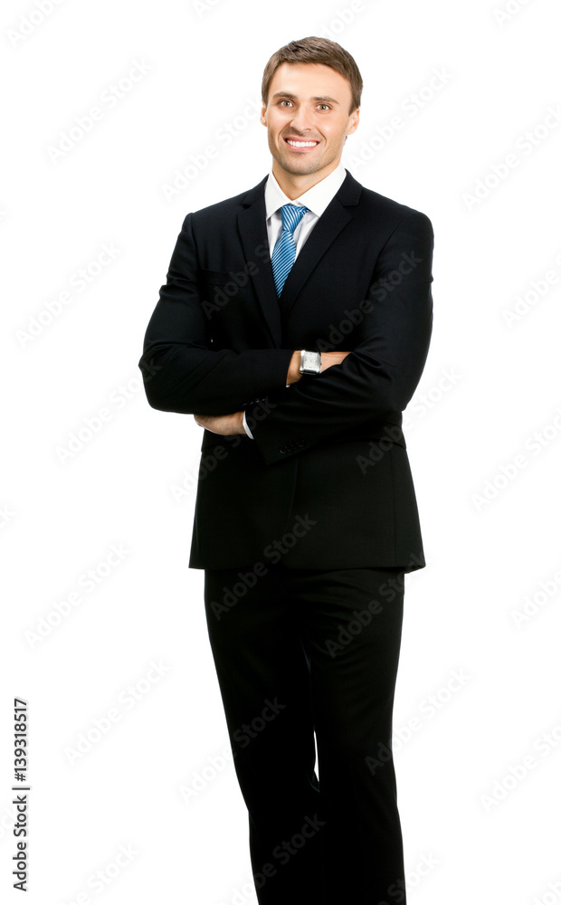 smiling young businessman, isolated smiling young businessman, isolated
