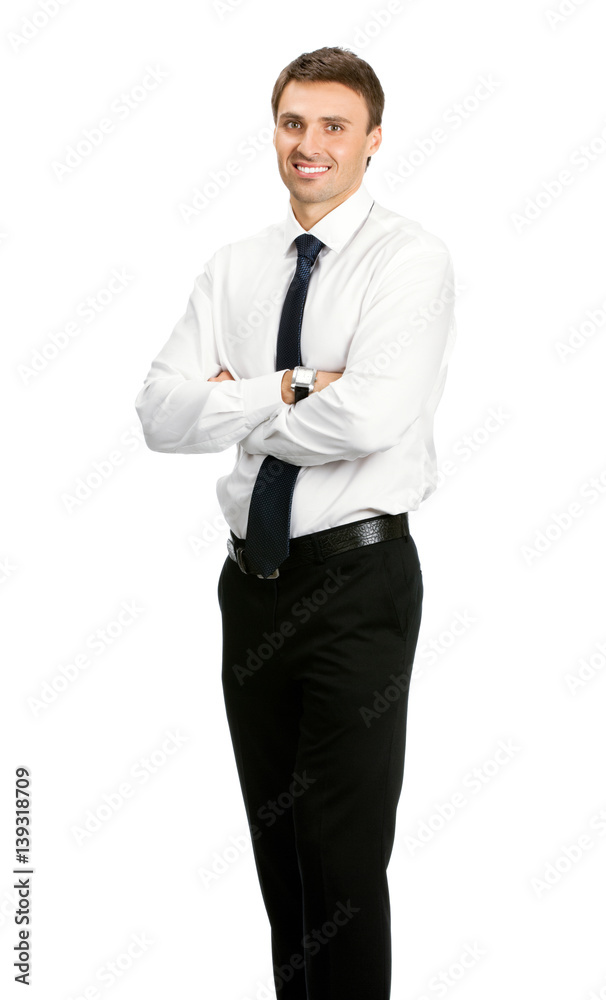 smiling young businessman, isolated smiling young businessman, isolated
