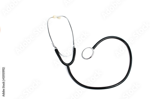 black stethoscope on a white isolated photo