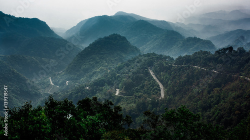 Beautiful Mountains Landscape and Mist at Doi ang khang photo