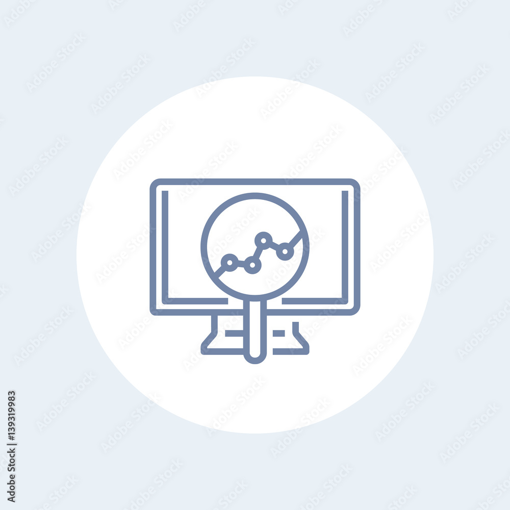 Analytics line icon isolated on white Analytics line icon isolated on white