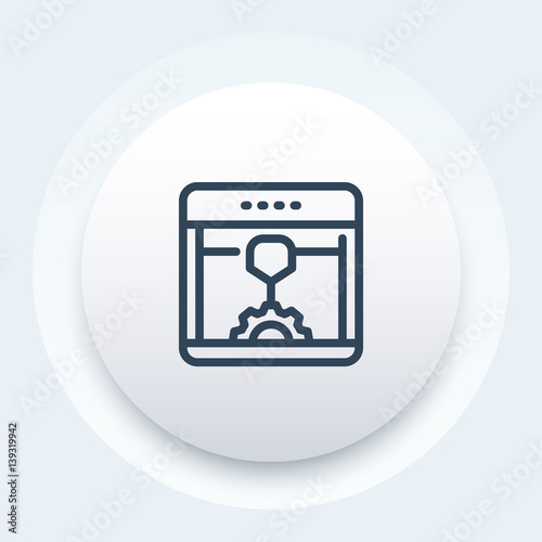 3d printer, additive manufacturing line icon, vector illustration