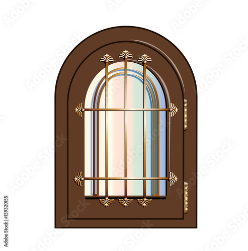 window with gilded iron rods