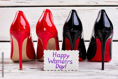 Two pairs of women's shoes. Stylish present for Women's day.