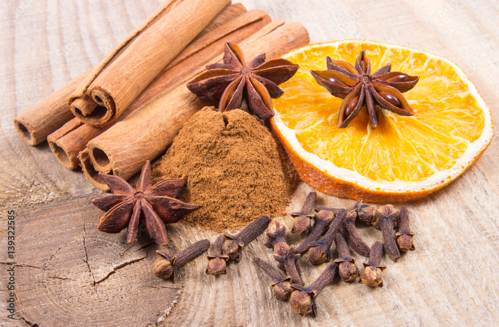 Warming spices - cinnamon, star anise, cloves. Warming spices - cinnamon, star anise, cloves.