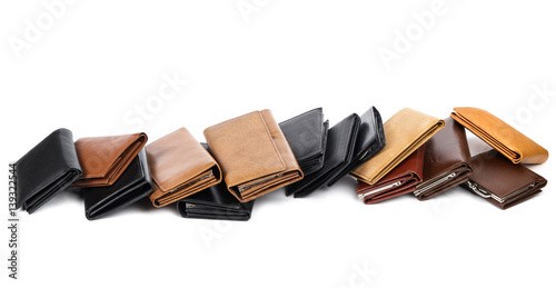 Different wallets on white background