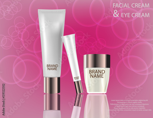 Glamorous face Beauty Care Products Packages on the sparkling ef