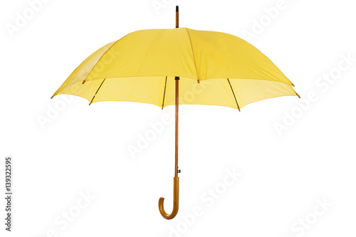 Yellow umbrella isolated on white background