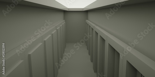 Fototapeta Naklejka Na Ścianę i Meble -  Abstract dark space with doors, 3 d render