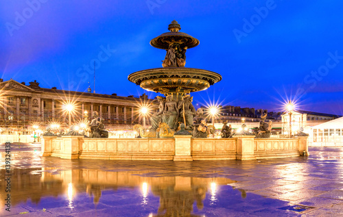 The fountain at the Place de la Concorde at night,Paris.