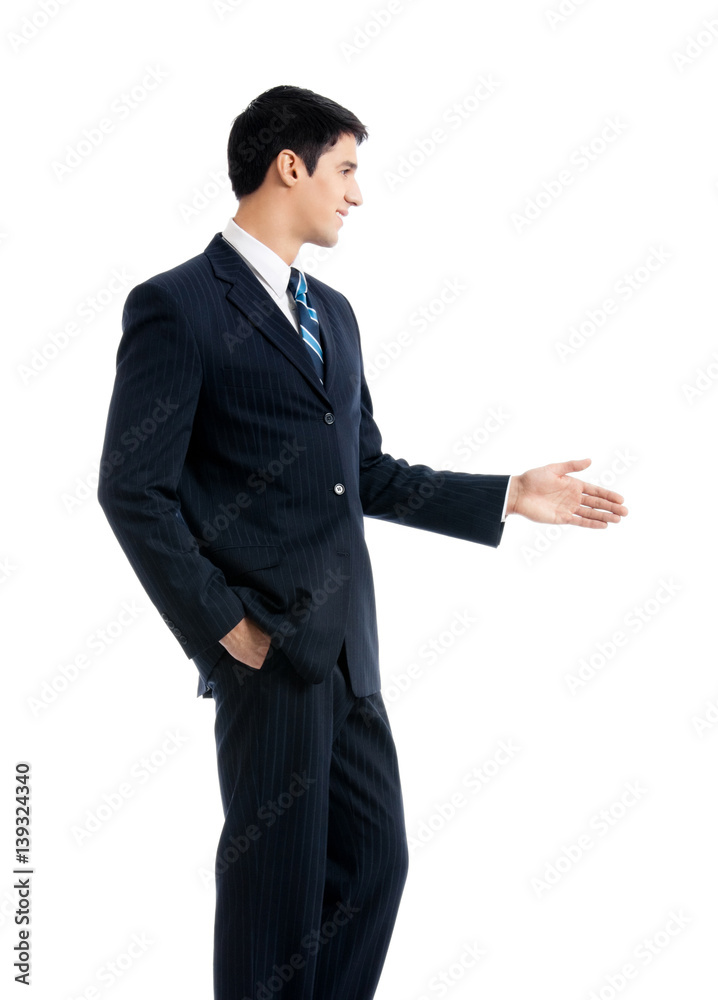businessman giving hand for handshake, isolated businessman giving hand for handshake, isolated