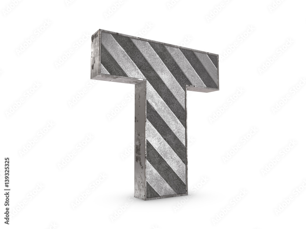 Uppercase Letter T - heavy iron extruded letter on white background Uppercase Letter T - heavy iron extruded letter on white background