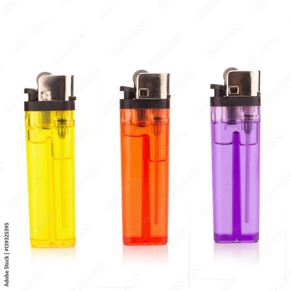 Colored lighters isolated on the white background Colored lighters isolated on the white background