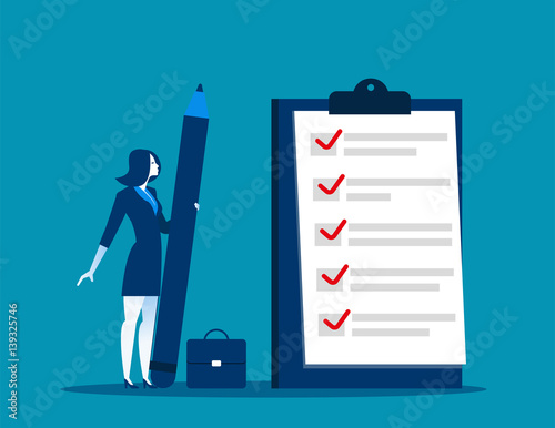 Businesswoman checklist on the clipboard