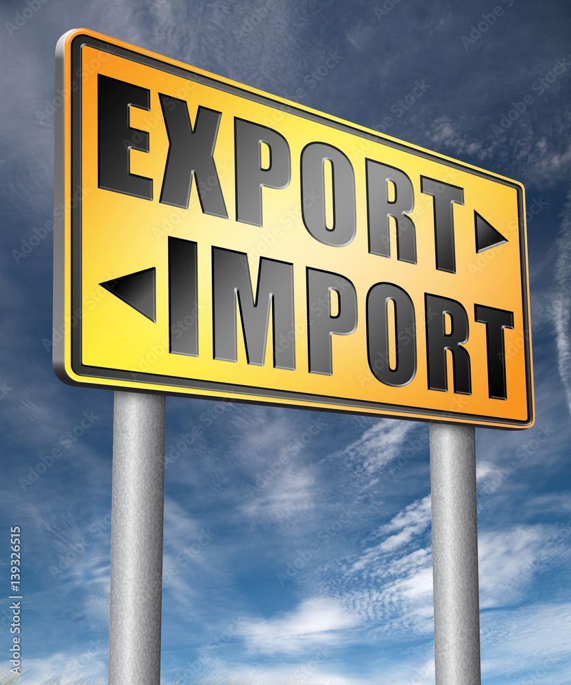 import export international and global trade road sign arrow import export international and global trade road sign arrow